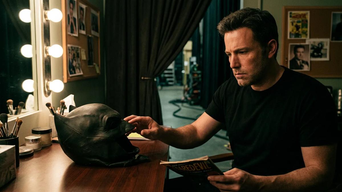 Ben Affleck in the Batman cowl, a controversial casting choice for the superhero movie