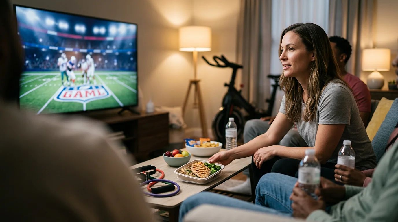A football player celebrates a touchdown, symbolizing health brands' Super Bowl marketing strategies