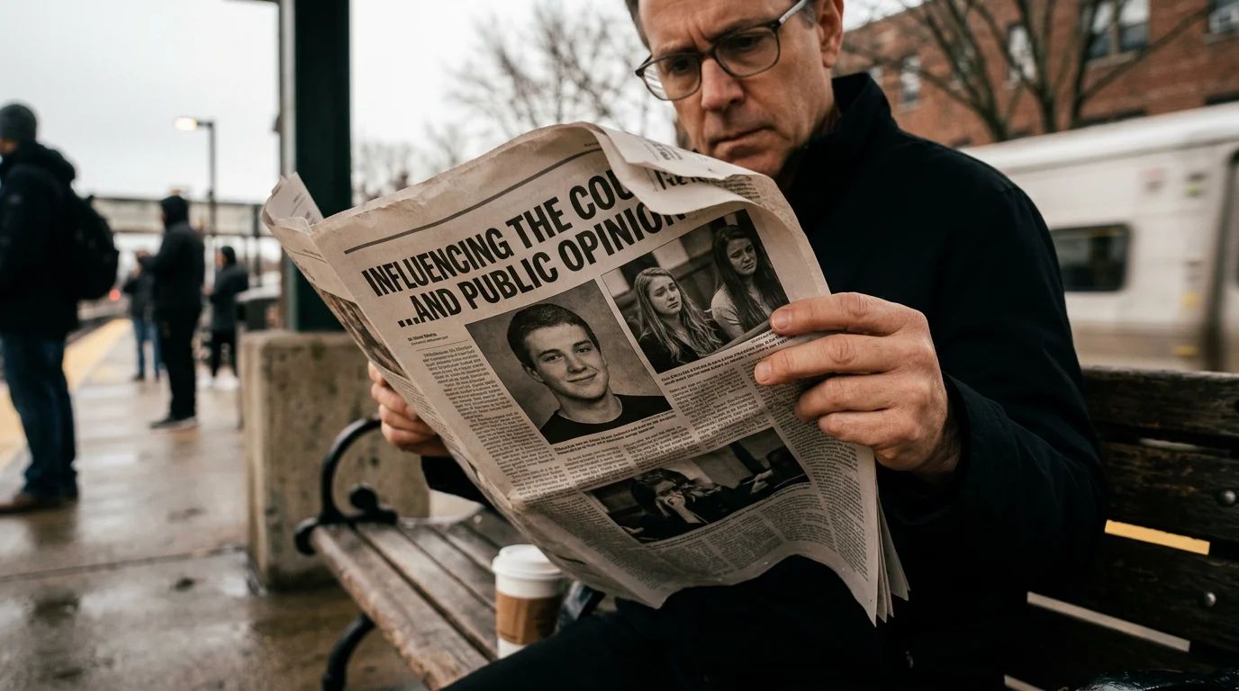 A person reading a newspaper, highlighting the intersection of PR and legal strategy