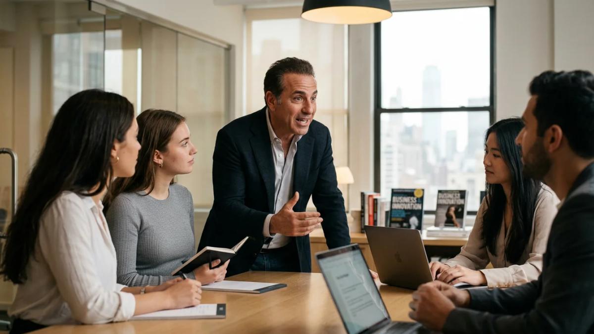 Diverse group of determined professionals in a meeting, embodying entrepreneurial spirit