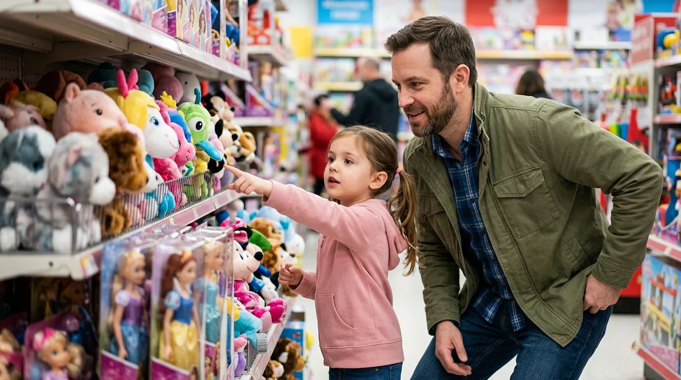 A young girl happily holds a Minnie Mouse stuffed animal at Disneyland, illustrating child-focused marketing