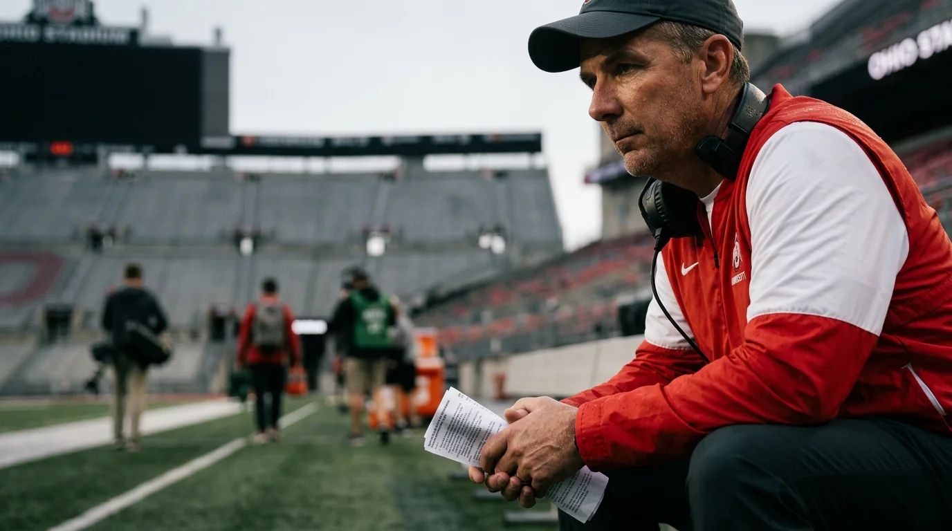 Urban Meyer, Ohio State's head coach, watches intently on the sidelines during a game