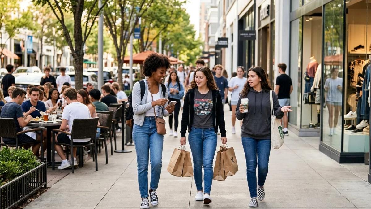 A teen girl holds shopping bags, representing new research on Gen Z buying habits