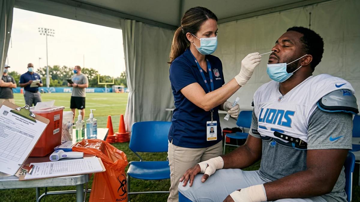 A magnified football ready for kickoff, representing the NFL's anticipated return amid the pandemic