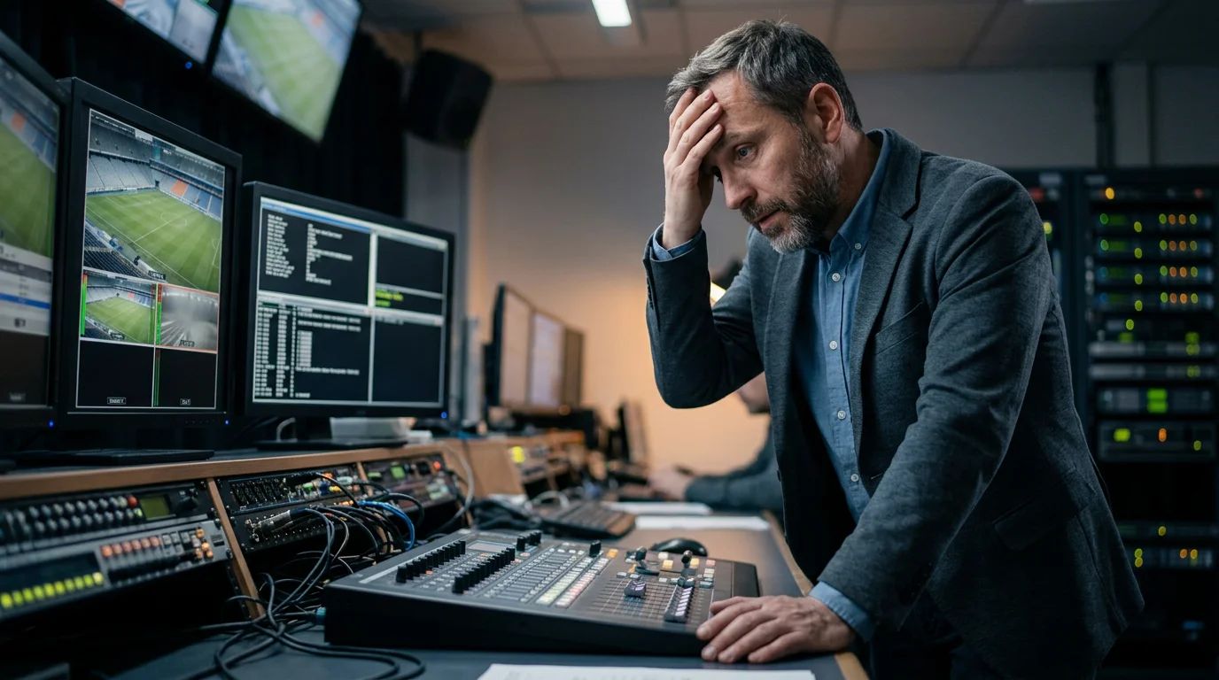 A frustrated soccer fan's face reflects their disappointment with Optus's World Cup streaming issues