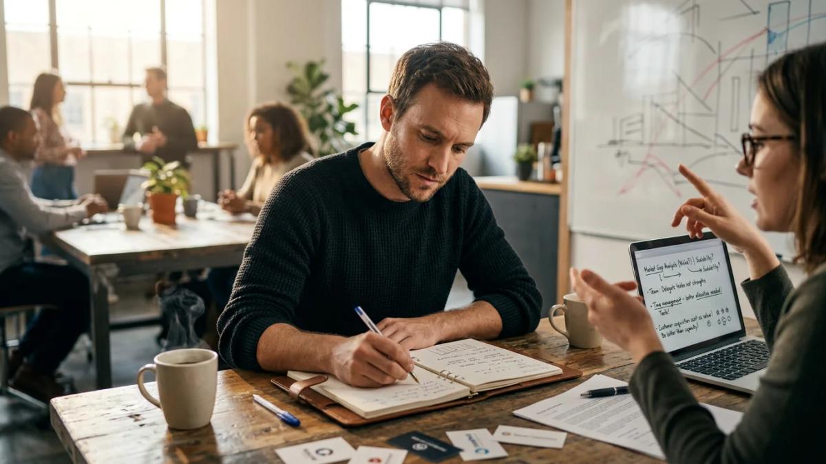 A person writing in a notebook, ready to plan their startup journey