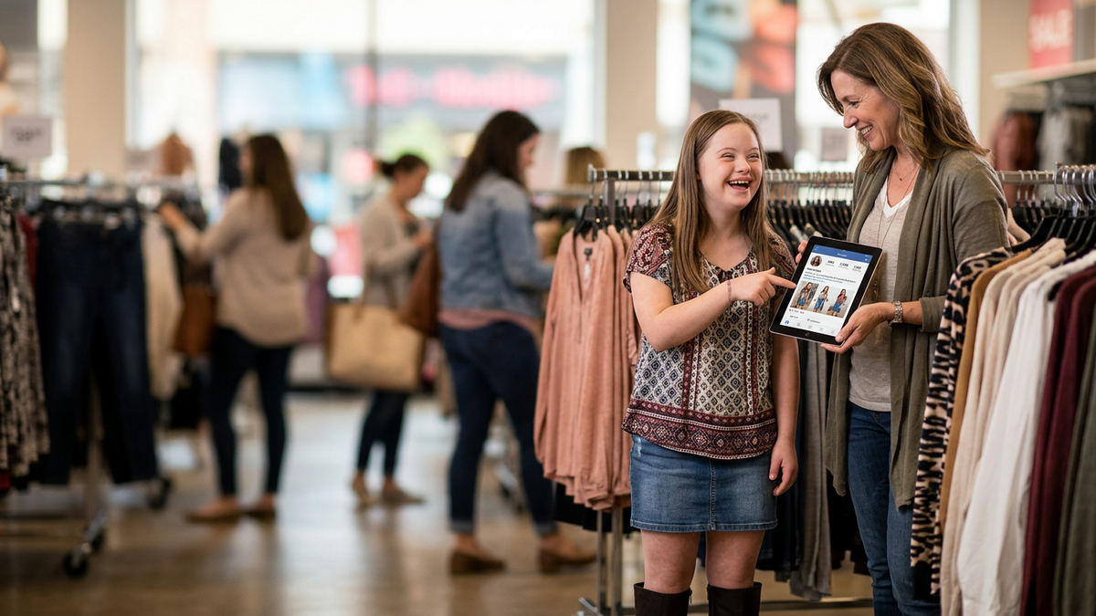 A young girl with Down's Syndrome smiles, highlighting humanity in public relations