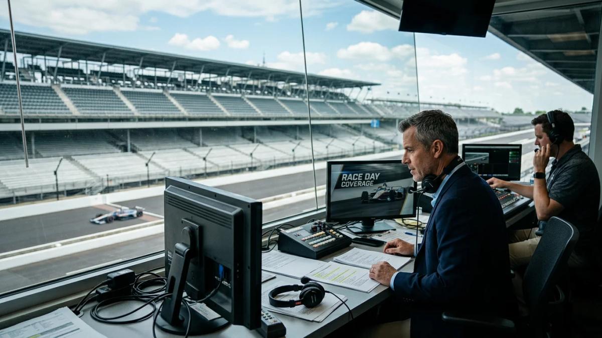 Drivers compete on an empty track, highlighting promotional challenges for live auto racing