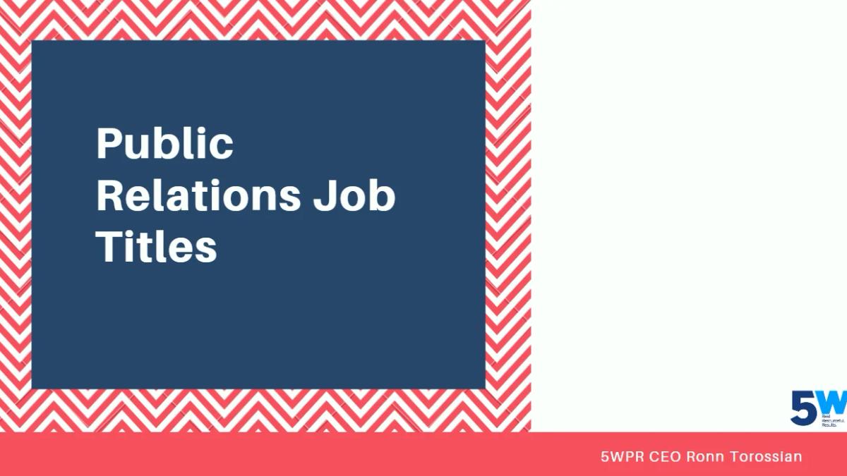 Public relations professional looking at an array of job titles on a screen