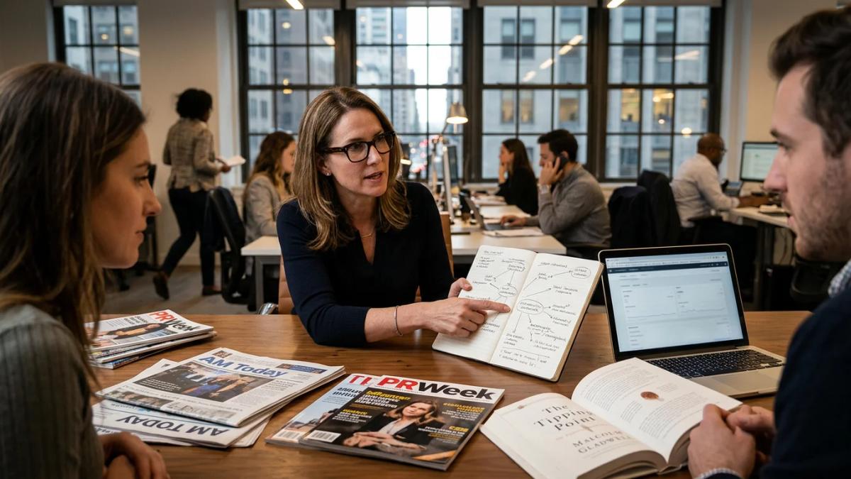 Woman brainstorming PR strategies, illustrating the challenges of measuring ROI in public relations