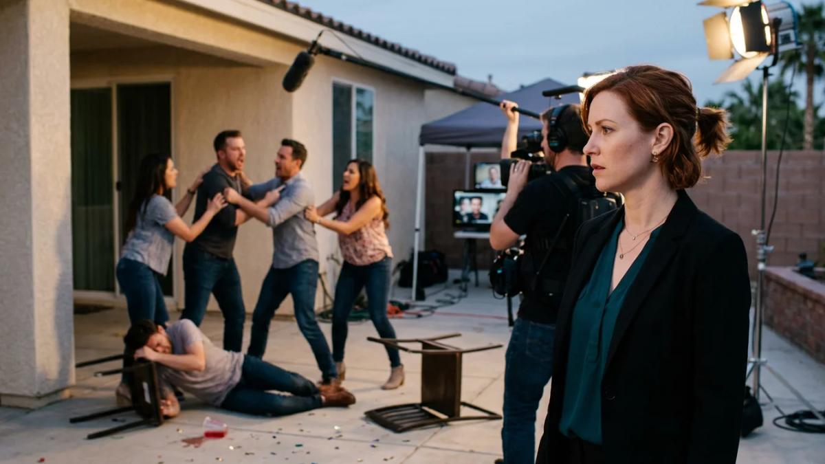 A reality TV camera records a dramatic scene, capturing the messy side of public relations