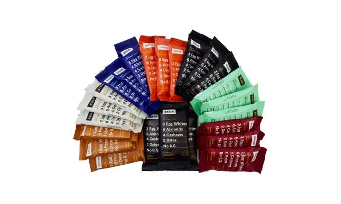 Rxbar's new packaging design shown against a white background, highlighting its fresh look