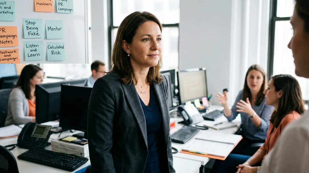 Woman gazes thoughtfully at a city, representing success in public relations