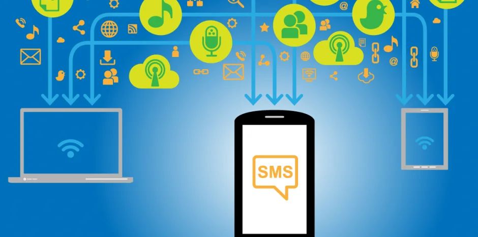 Phone screen displaying a text message marketing campaign with engaging content and CTA