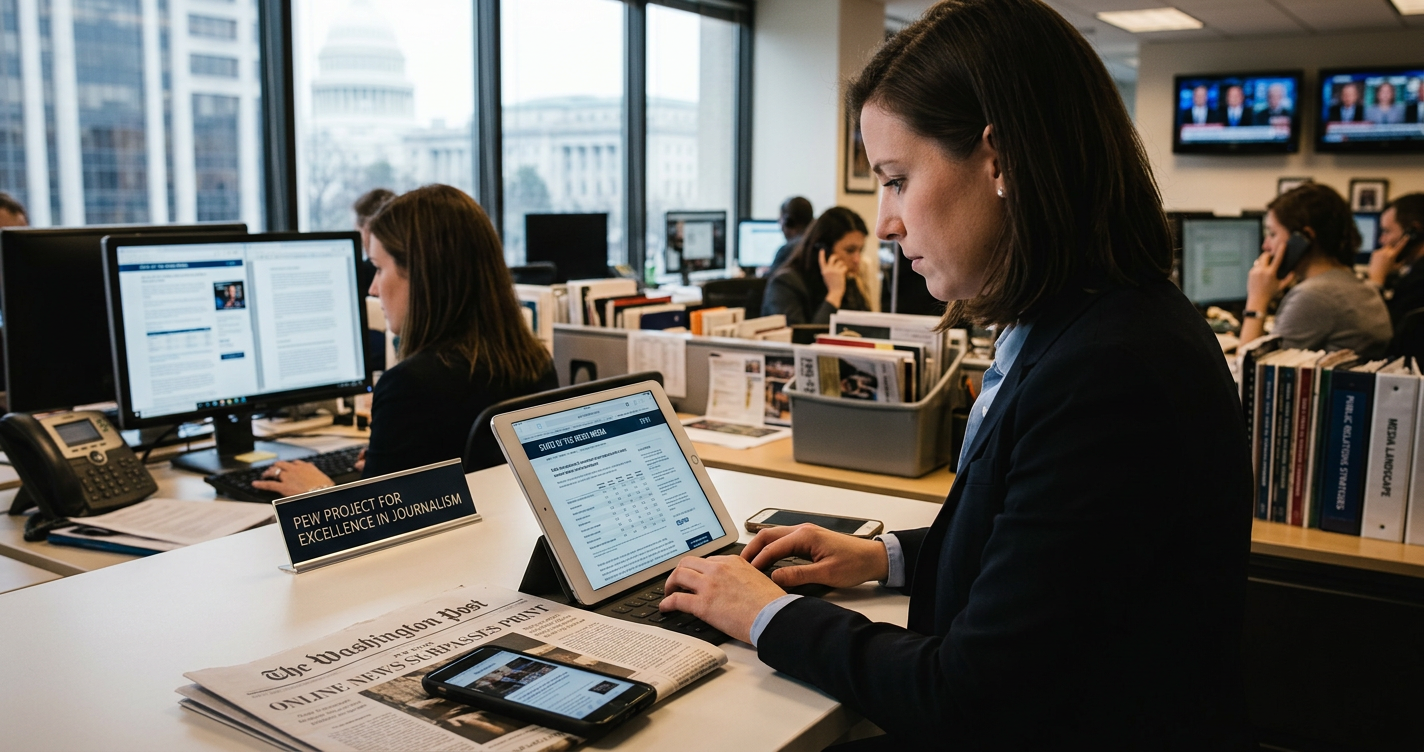 A smartphone and newspaper side-by-side, reflecting the shift in news consumption