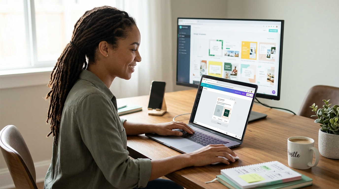 A modern laptop displaying various marketing strategy icons on its screen