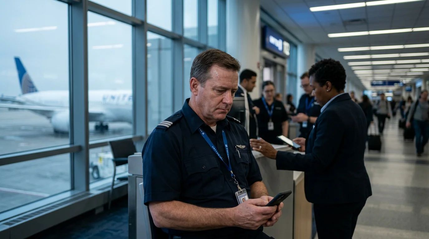 United Airlines jet on the tarmac, signifying difficult airline industry staffing changes