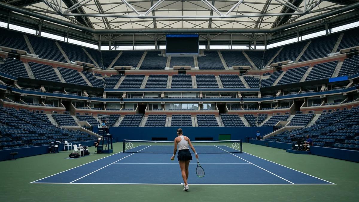 Tennis balls and an American flag net, symbolizing the return of US sports leagues