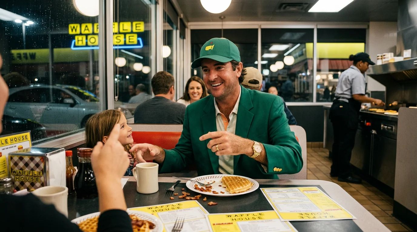 Bubba Watson and family enjoy a celebratory meal at Waffle House after his Masters win
