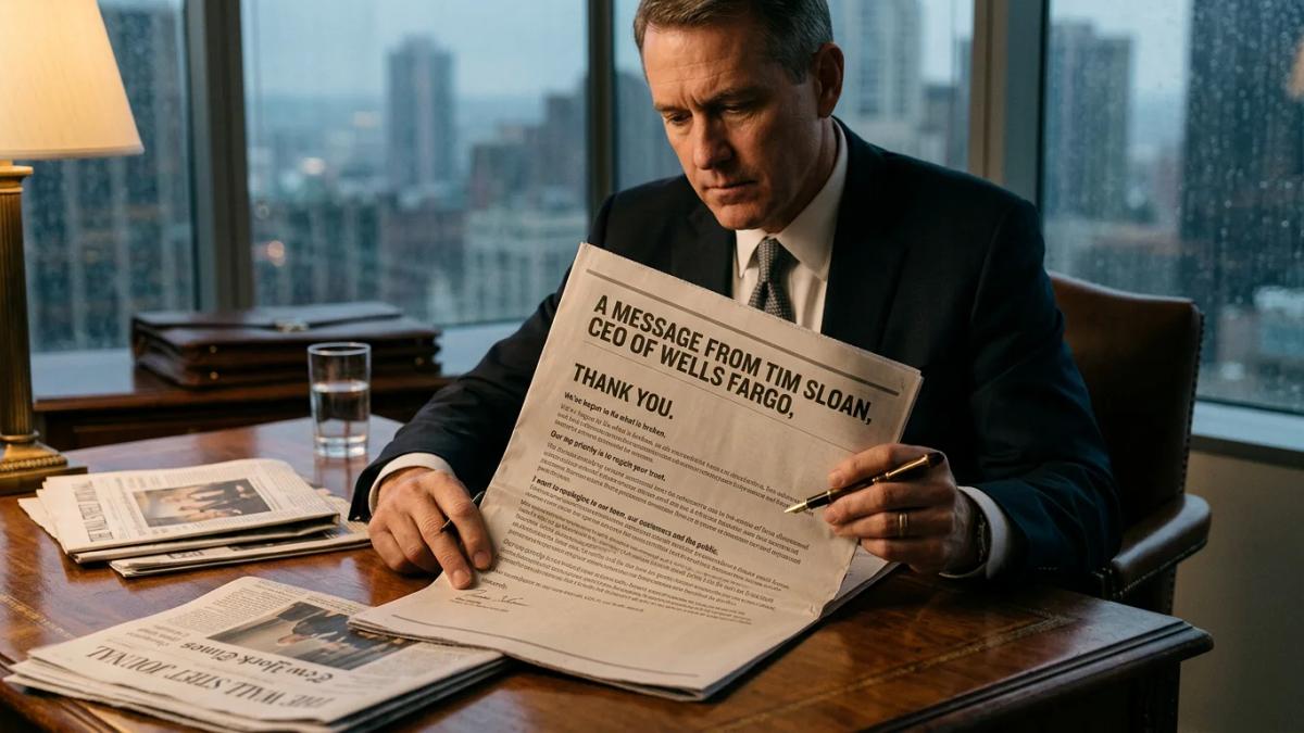 Wells Fargo CEO Tim Sloan’s full-page newspaper letter addresses customer trust and accountability