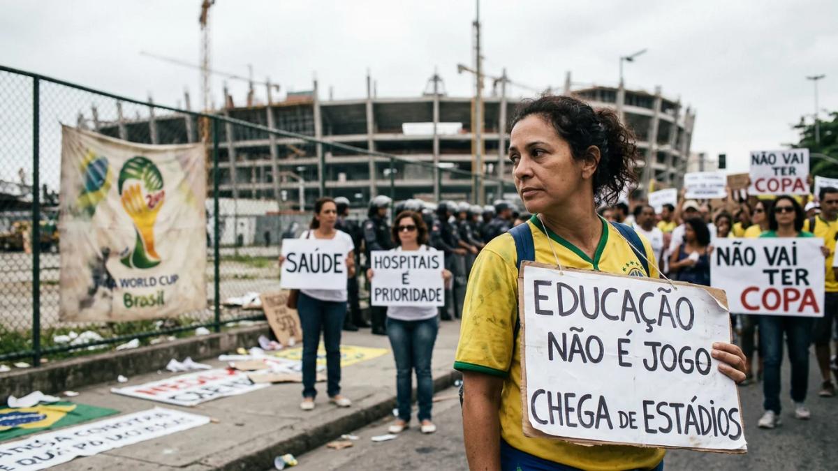 Brazilians protest World Cup priorities as the country faces social and economic challenges